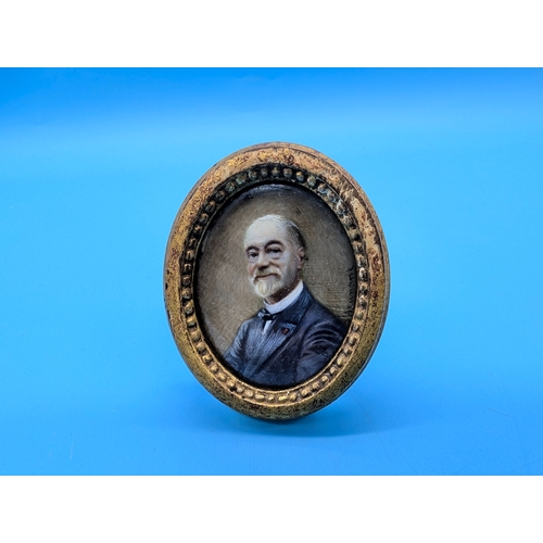 272 - A Mid-Late Century Miniature Portrait Painting Of A Gentleman - Signed ' d'Arunant' - Sealed In An O... 