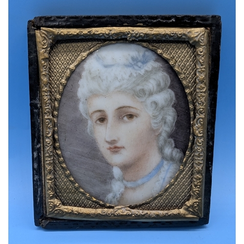 276 - A Portrait Miniature Of A Regency Lady On Porcelain - 8 x 9cm - Circa 1790's