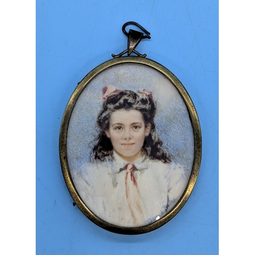 279 - A French Miniature Portrait Inscribed 'Madam De Balhe' Watercolour on Ivory - 6 x 5cm 

Ivory Certif... 