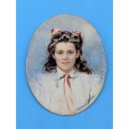 279 - A French Miniature Portrait Inscribed 'Madam De Balhe' Watercolour on Ivory - 6 x 5cm 

Ivory Certif... 