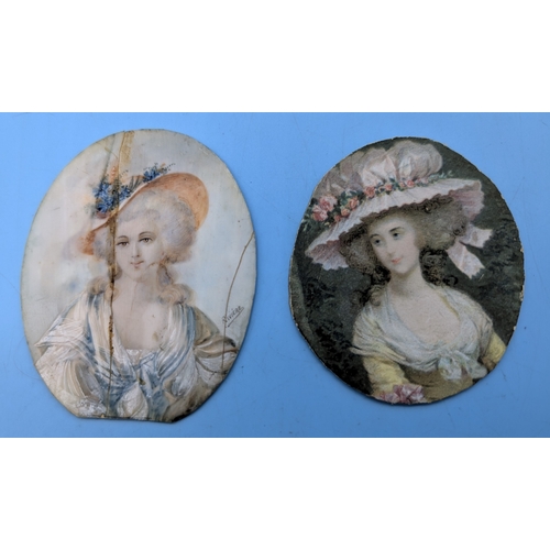 283 - A Portrait Miniature Of A Lady. Watercolour And Gouache On Ivory. Signed 