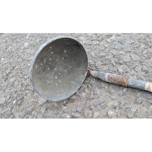 55 - A Dyke Dipper / Hand forged Ladle Strainer - 23cm Diameter and 230cm from base of bowl to tip of han... 