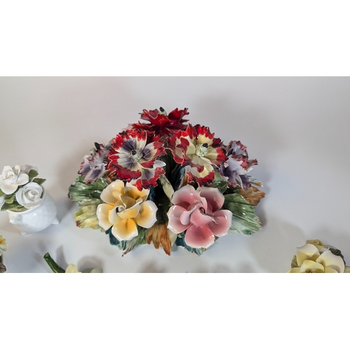 60 - An Assortment of Flower Ornaments Including Coalport and Ainsley (some chipping)