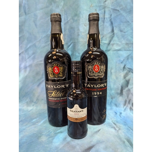 106 - A Bottle of 1994 Taylors Port 75cl, Select Reserve Port 75cl And 20cl 2011 Grahams Late Bottled Port