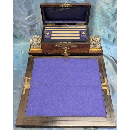 13 - A Victorian Brass Bound Writing Slope an Stationary Box