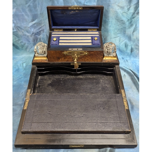 13 - A Victorian Brass Bound Writing Slope an Stationary Box