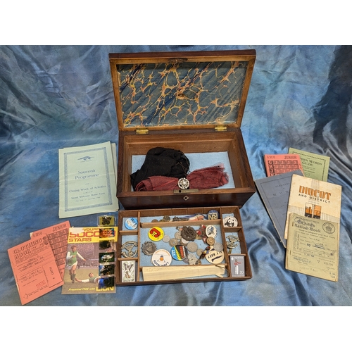 16 - A Victorian Sewing Box and Contents including Ration Book, 1946 Street Somerset 