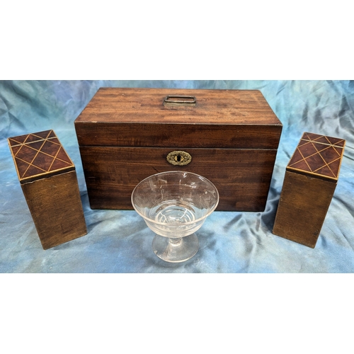 17 - An Antique Victorian Mahogany Tea Caddy with Bowl