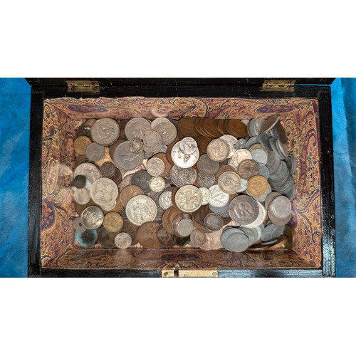 18 - An Inlaid Box of Coins with Key