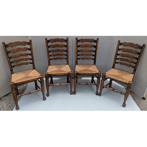 1807 - 4 Ladder Back Chairs With Rush Seating