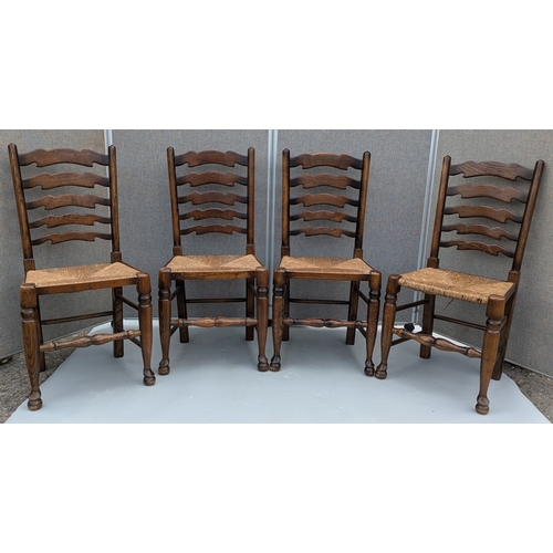 1807 - 4 Ladder Back Chairs With Rush Seating