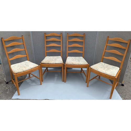 1804 - 4x Ladderback Chairs With Removable Seat Covers