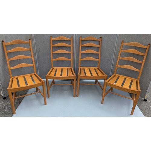 1804 - 4x Ladderback Chairs With Removable Seat Covers