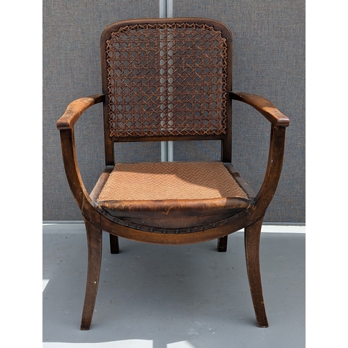 1805 - Antique Bedroom Armchair With Rattan Back