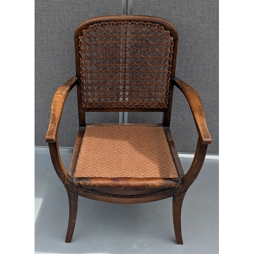 1805 - Antique Bedroom Armchair With Rattan Back