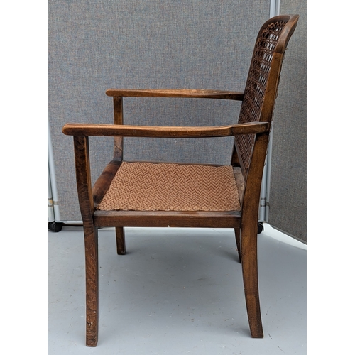 1805 - Antique Bedroom Armchair With Rattan Back