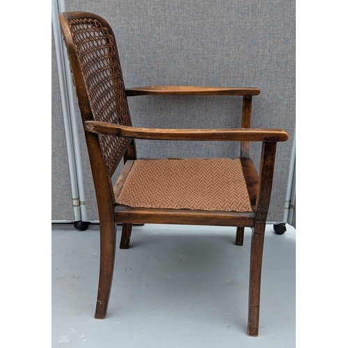 1805 - Antique Bedroom Armchair With Rattan Back