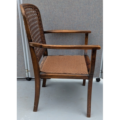 1805 - Antique Bedroom Armchair With Rattan Back