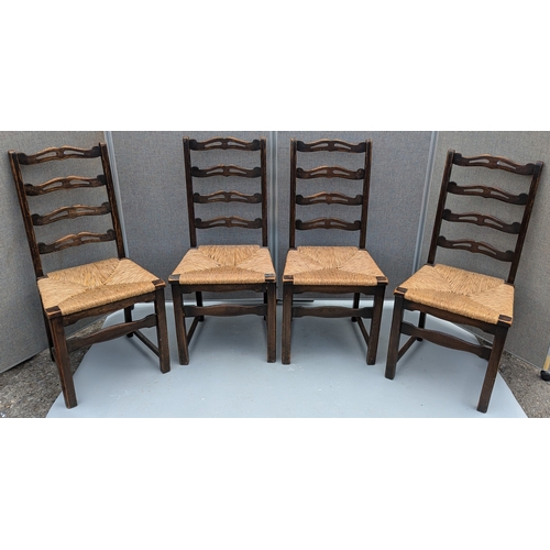 1806 - 4 Ladderback Chairs With Rush Seating