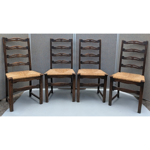 1806 - 4 Ladderback Chairs With Rush Seating