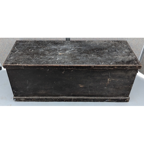 1811 - Vintage Black Painted Storage Trunk - 45 x110 x 43cm