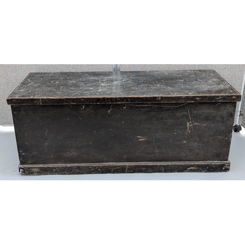 1811 - Vintage Black Painted Storage Trunk - 45 x110 x 43cm