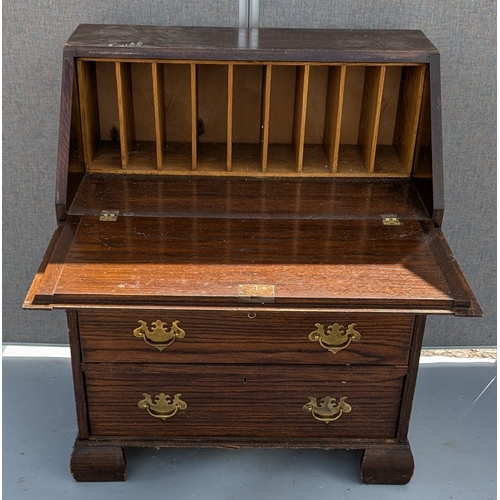 1813 - Dark Wood Bureau With Brass Handles