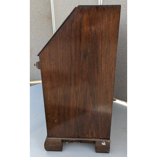 1813 - Dark Wood Bureau With Brass Handles