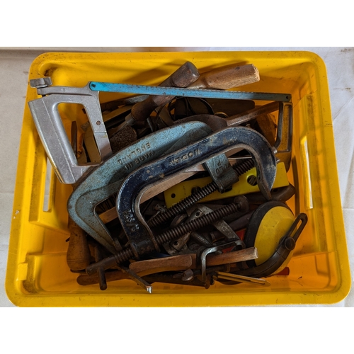 1764 - Selection Of Mixed Hand Tools In Yellow Crate