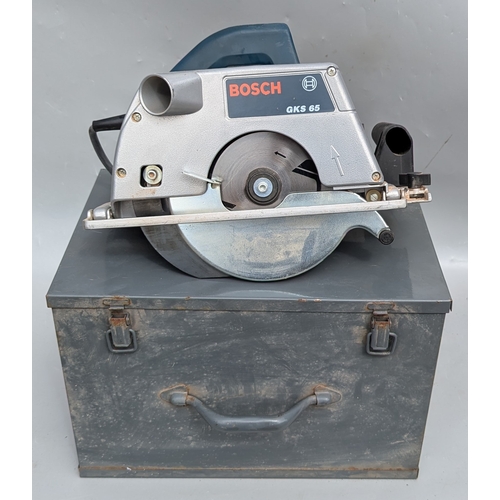 1768 - 110v Bosch GKS65 Circular Saw In Metal Case