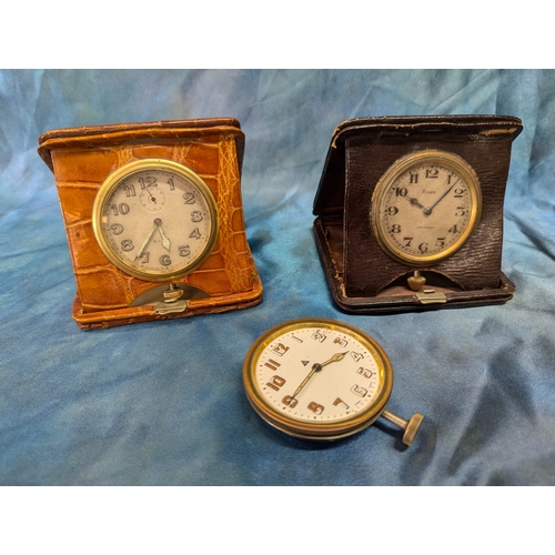 7 - A Swiss Doxa and 2 Other Vintage Travel Clocks