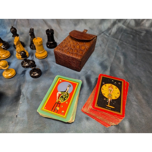 8 - A Wooden Chess Set And Box Together With 'Jaques Of London' 