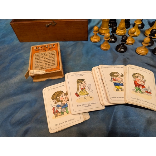 8 - A Wooden Chess Set And Box Together With 'Jaques Of London' 