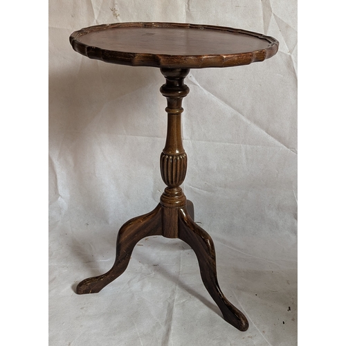 1166 - Pine Bar Stool, Pie Crust Table And 2 Plant Stands