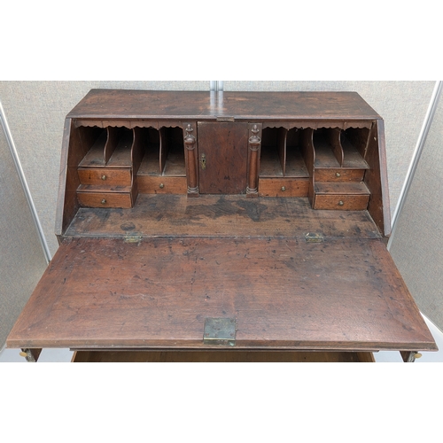 1824 - Bureau With 4 Drawers And Brass Fittings - 96 x 96 x 50cm