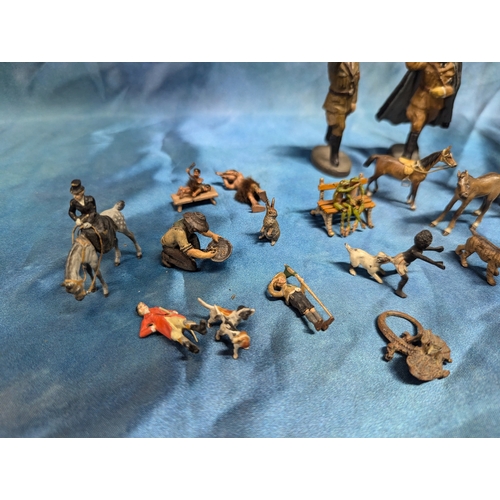 129 - Elastolin Adolf Hitler Figurines With Other Miniature Figures - Mostly Metal