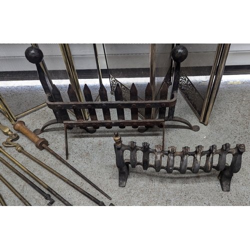 447 - An Assortment Of Fire Irons, Guards Etc.