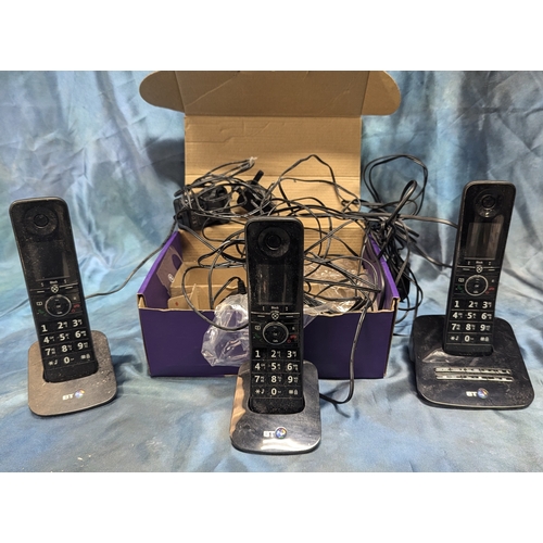 1195 - BT Cordless Telephone Answering Machine Set - 3 Handsets - Premium Phone Trio