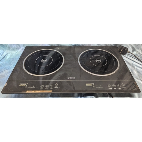 1347 - Zaxx Double Ring Induction Hob (Can Be Portable Or Installed) - Seen Working