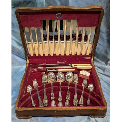 349 - A Cased Canteen Of Tarnprufe Cutlery