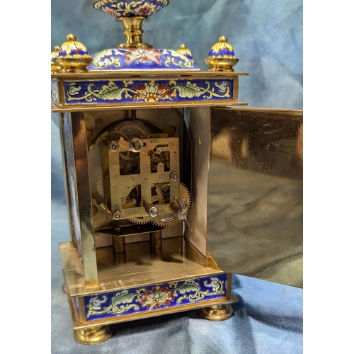 400 - Brass and Cloisonne Mantle Carriage Clock