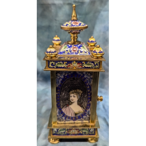 400 - Brass and Cloisonne Mantle Carriage Clock