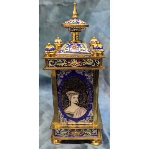 400 - Brass and Cloisonne Mantle Carriage Clock