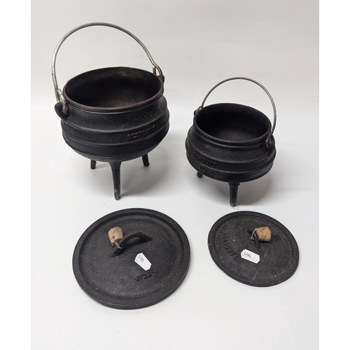 457 - Small & Medium Black Cast Iron Cauldron