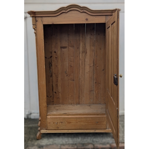 463 - Pine Wardrobe With Drawer - No Handles To Drawer - 188 x 125 x 60cm