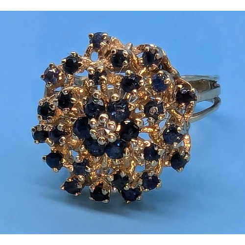 225 - A 14ct Gold And Sapphire Dress Ring - 7.8gms - Size Q