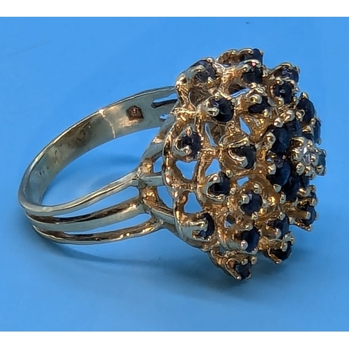 225 - A 14ct Gold And Sapphire Dress Ring - 7.8gms - Size Q