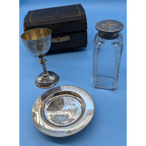 240 - An 1880 Hallmarked Silver Travelling Communion Set