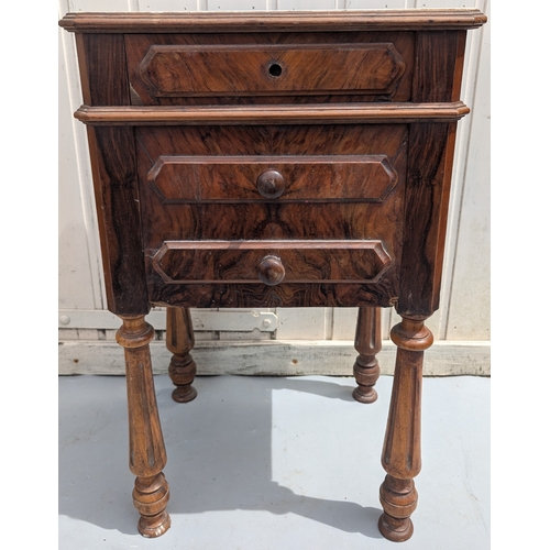 1325 - A French Marble Topped Bedside Cabinet With Metal Lined And Marble Based Cupboard - Marble On Top Ha... 