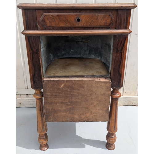 1325 - A French Marble Topped Bedside Cabinet With Metal Lined And Marble Based Cupboard - Marble On Top Ha... 